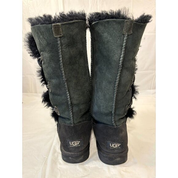UGG Bailey Button II Triple Black Suede Boot Womens Size 7 - Picture 3 of 12